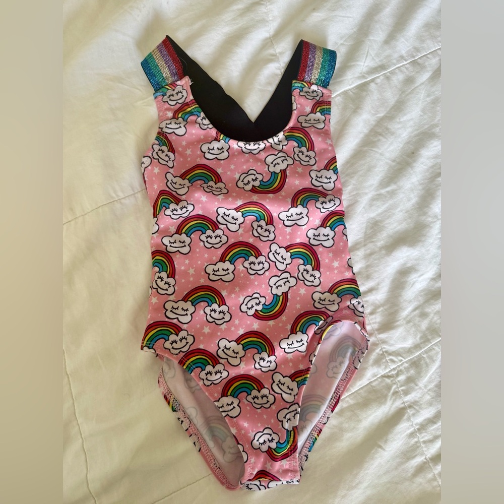 Lola + The Boys Pink Rainbow Cloud Swimsuit Size 4